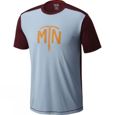 Mountain Hardwear Wicked Logo Rövid Ujjú - Férfi Póló - Sötét Piros / Kék (Magyarország HSX379085)